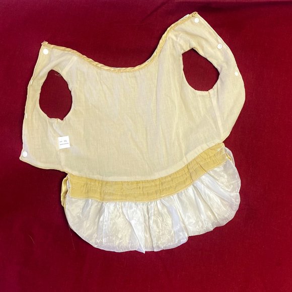 Ruffle Gold Dog Dress Matching Leash Formal Pearl Studded Bow Accent Pet Wedding - Picture 7 of 13